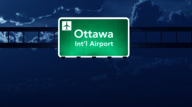 Ottawa Kanada Havaalanı Otoban yol işaret geceleri