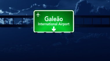 Rio De Janeiro Brezilya Havaalanı Otoban yol işaret geceleri