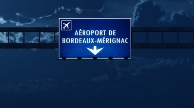 Bordeaux Fransa Havaalanı Otoban yol işaret geceleri