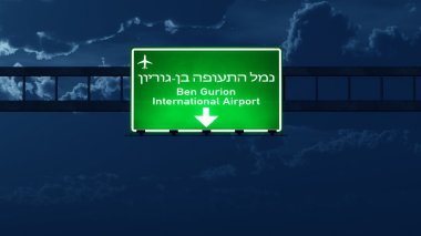 Tel Aviv İsrail Havaalanı Otoban yol imzalama gece