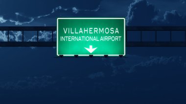 Villahermosa Meksika Havaalanı Otoban yol işaret geceleri