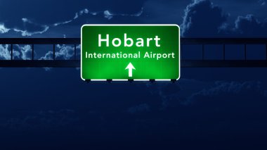 Hobart Avustralya Havaalanı Otoban yol işaret geceleri