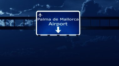 Palma De Mallorca İspanya Havaalanı Otoban yol işaret geceleri