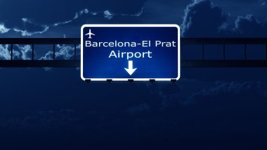 Barcelona İspanya Havaalanı Otoban yol işaret geceleri