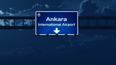 Ankara Türkiye Havaalanı Otoban yol işaret geceleri