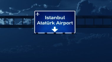 Istanbul Atatürk Türkiye'nin Havaalanı Otoban yol işaret geceleri