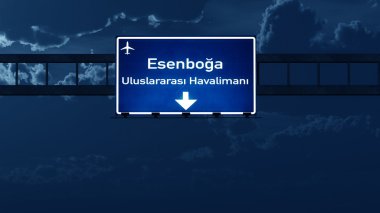 Ankara Türkiye Havaalanı Otoban yol işaret geceleri
