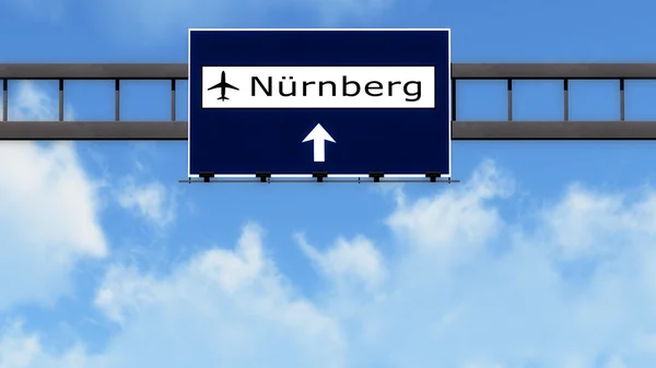 Cartel de carretera del aeropuerto de Nurnberg Alemania — Foto de Stock