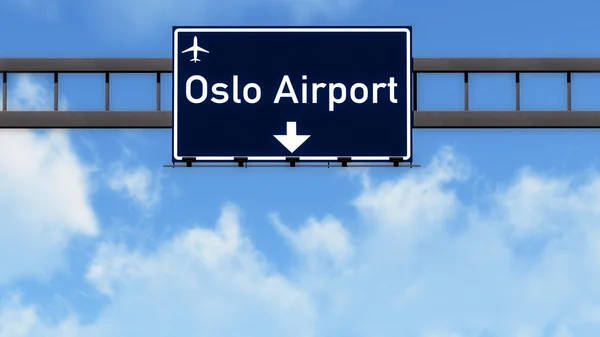 Znak drogowy autostrady lotnisko Oslo Norwegia — Zdjęcie stockowe