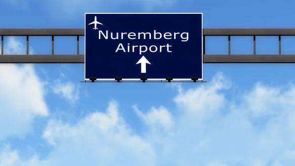 纽伦堡德国机场公路路标 — 图库照片