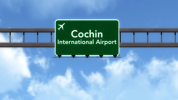 Znak drogowy Cochin Indie lotniska autostradą — Zdjęcie stockowe