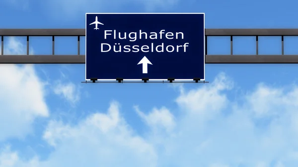 Dusseldorf Almanya Havaalanı Otoban yol işareti — Stok fotoğraf