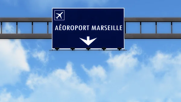 Μασσαλία Γαλλία αεροδρόμιο αυτοκινητόδρομο πινακίδα — Φωτογραφία Αρχείου
