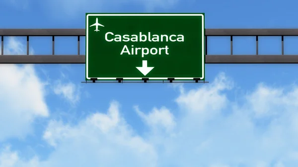 Casablanca Morocco Airport Highway Road Sign — Stock Photo, Image