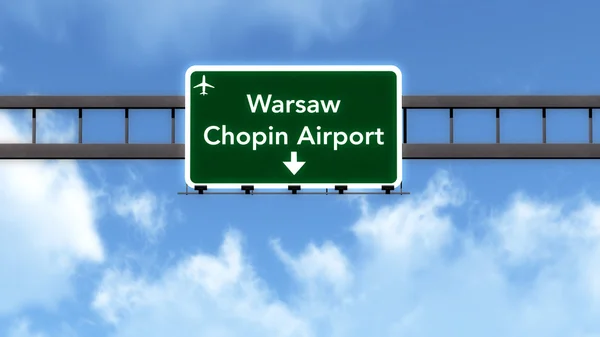 Varsovie Pologne Airport Highway Road Sign — Photo