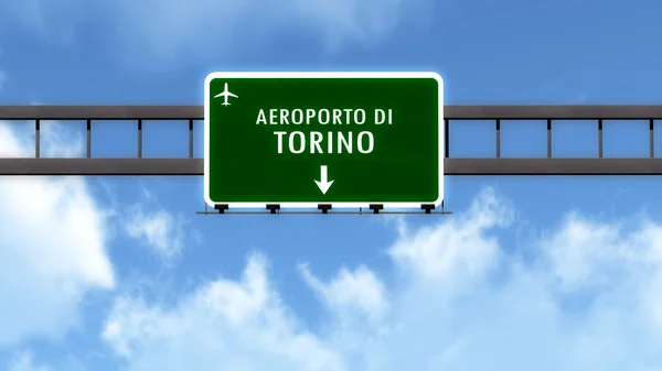 Torino İtalya Havaalanı Otoban yol işareti — Stok fotoğraf