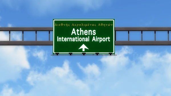 Athene Griekenland luchthaven Highway Road Sign — Stockfoto