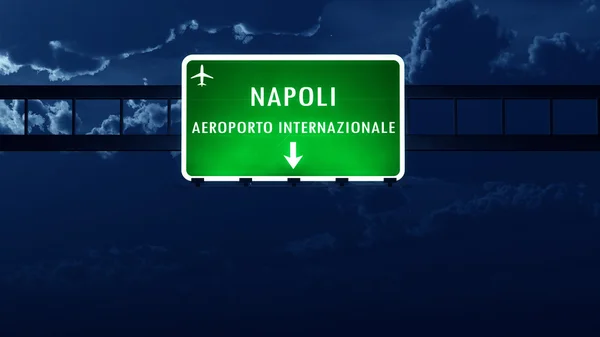 Napoli Italie Airport Highway Road Se connecter la nuit — Photo