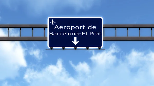 Barcelona Spanje luchthaven Highway Road Sign — Stockfoto