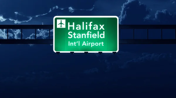Halifax Stanfield Canada Airport Highway Road Señal por la noche — Foto de Stock