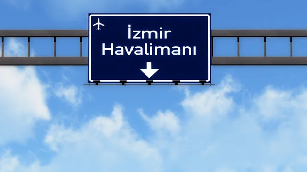 Izmir Turkije luchthaven Highway Road Sign — Stockfoto