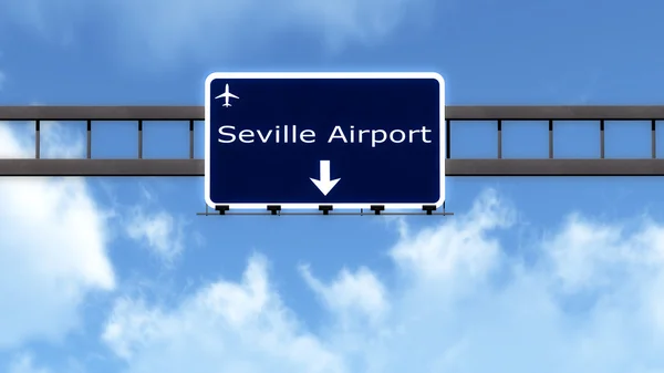 Sevilla Španělsko letiště dálnice dopravní značka — Stock fotografie
