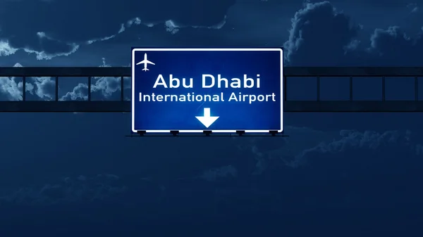 Abu Dhabi EAU Aeropuerto Carretera de la carretera Señal en la noche — Foto de Stock