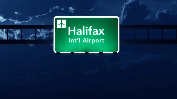 Halifax Stanfield Canada Airport Highway Road sign at Night — стоковое фото