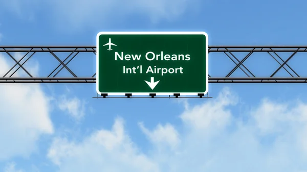 Señal de autopista del aeropuerto de Nueva Orleans Estados Unidos — Foto de Stock