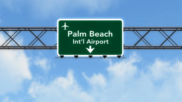 Señal de autopista del aeropuerto de Palm Beach USA — Foto de Stock