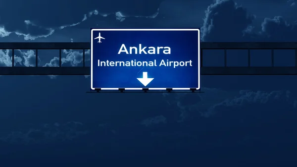 Ankara Turkey Airport Highway Road Sign at Night — Stock Photo, Image