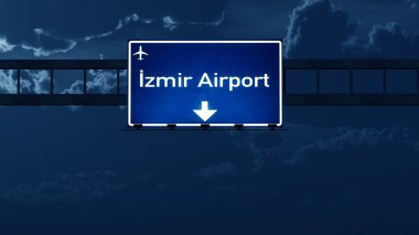 Izmir Türkiye Havaalanı Otoban yol işaret geceleri