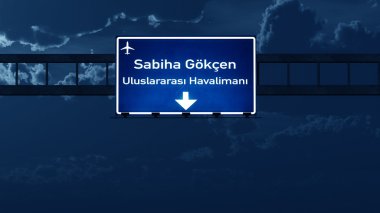 Istanbul Gökçen Türkiye Havaalanı Otoban yol işaret geceleri