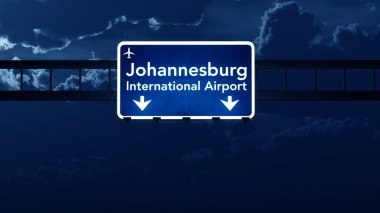 Johannesburg Güney Afrika Havaalanı Otoban yol işaret geceleri