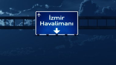 Izmir Türkiye Havaalanı Otoban yol işaret geceleri