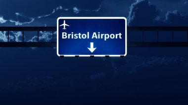 Bristol İngiltere'de İngiltere'de Havaalanı Otoban yol işaret geceleri