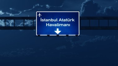Istanbul Atatürk Türkiye'nin Havaalanı Otoban yol işaret geceleri