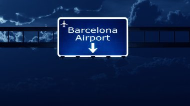 Barcelona İspanya Havaalanı Otoban yol işaret geceleri
