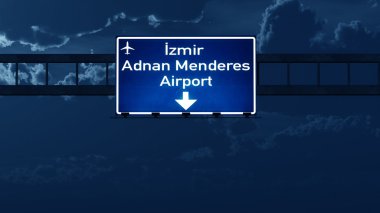 Izmir Türkiye Havaalanı Otoban yol işaret geceleri