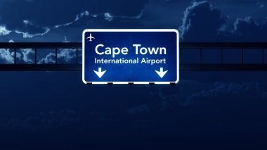 Cape Town Güney Afrika Havaalanı Otoban yol işaret geceleri