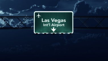 Geceleri Las Vegas ABD Havaalanı Otoban işareti