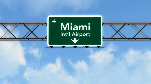 Señal de autopista del aeropuerto de Miami USA — Foto de Stock