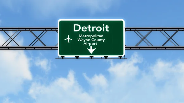 Señal de autopista del aeropuerto de Detroit USA — Foto de Stock