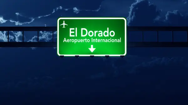 Bogota Airport Highway Road Sign at Night — Stock Photo, Image