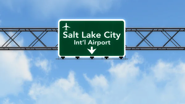 Señal de autopista del aeropuerto de Salt Lake City USA — Foto de Stock