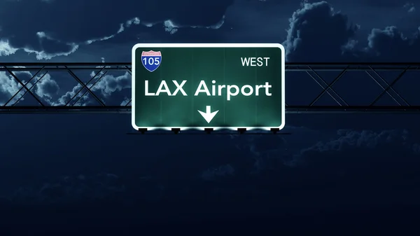 Los Angeles LAX USA Airport Highway Sign at Night — Stock Photo, Image