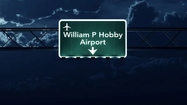 Houston Hobby VS luchthaven Highway teken bij nacht — Stockfoto