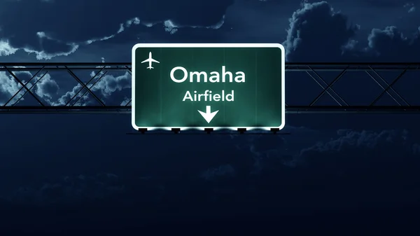 Omaha USA Airport Highway segno di notte — Foto Stock