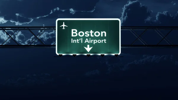 Firma de autopista del aeropuerto de Boston USA por la noche —  Fotos de Stock