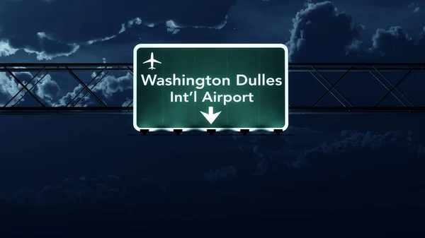 Washington DC Dulles USA Airport Autoroute Panneau la nuit — Photo